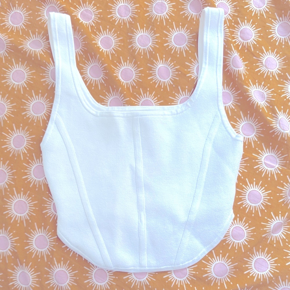 Babaton White Corset Tank Top